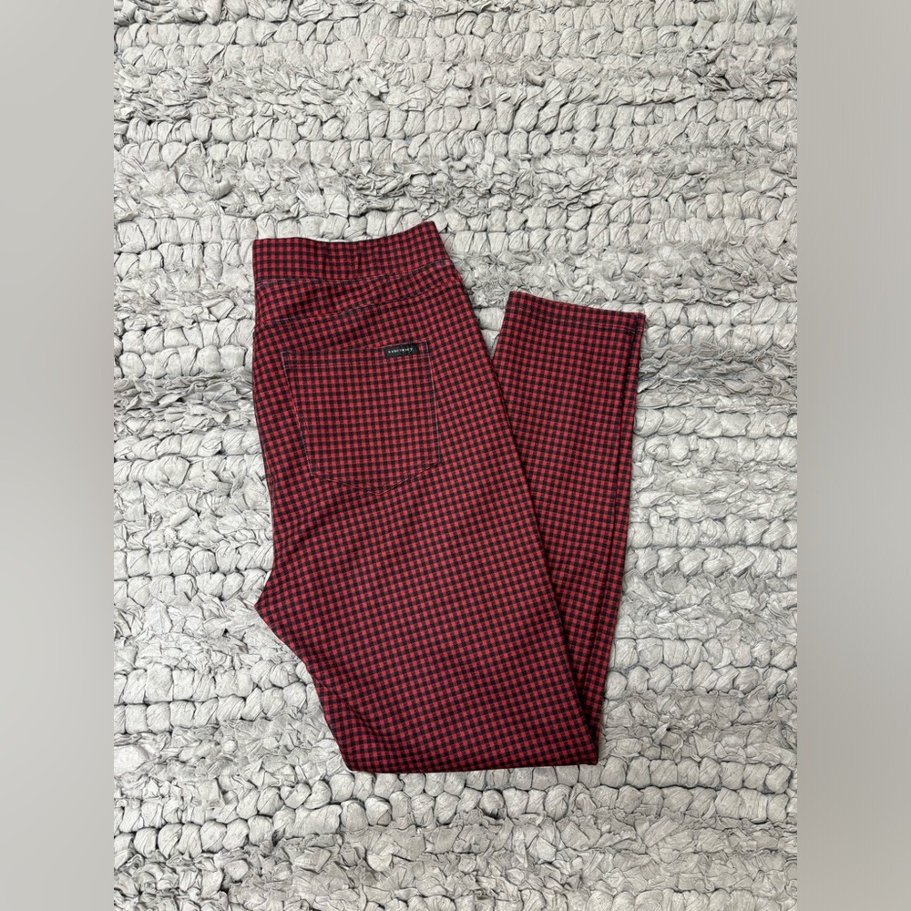 Sanctuary for Anthropologie Red and Black plaid leggings